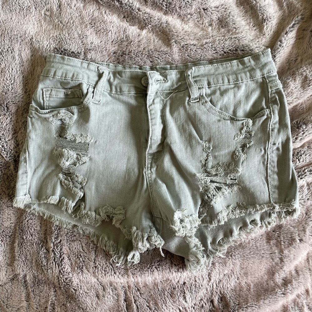 Klique B. green jean shorts